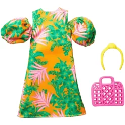 Mattel Barbie Βραδινά Σύνολα Tropical Dress With Off-Shoulder Puffy Sleeves (HBV32)