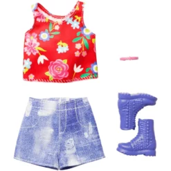 Mattel Barbie Βραδινά Σύνολα Floral Sleeveless Top And Distressed Jean Shorts (HBV33)