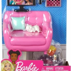 Mattel Barbie Έπιπλα Καναπές Με Γάτα (HJL55) -Μικρόκοσμος κοριτσιών Κατάστημα 210683 1