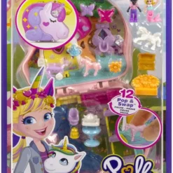 Mattel Polly Pocket Mini – Ο Κόσμος Της Polly World Compact Unicorn Fantasy Teaparty (HCG20) -Μικρόκοσμος κοριτσιών Κατάστημα 221213 1